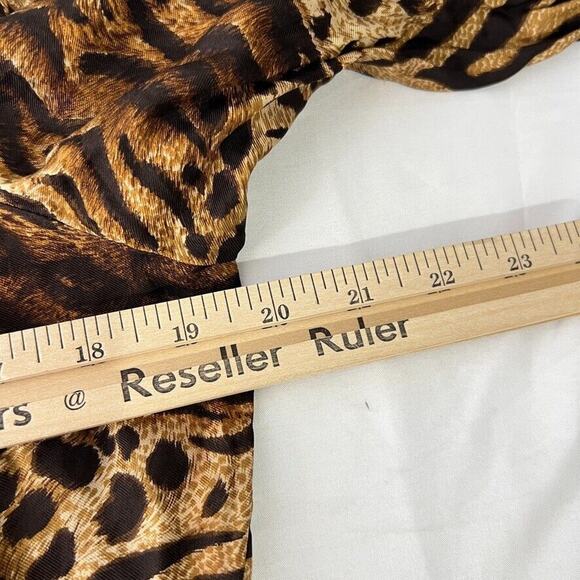 St John Brown Black 100% Silk Cheetah Leopard Blouse Size 10 Women's - Picture 10 of 11